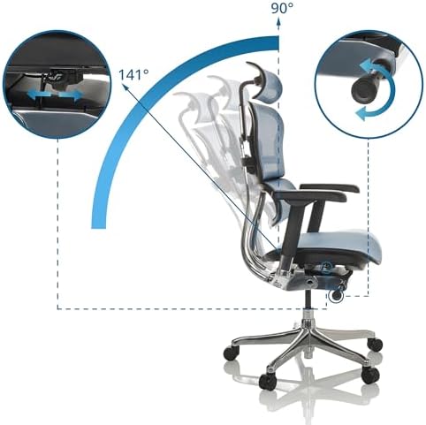 Ergonomiczny fotel siatkowy niebieski