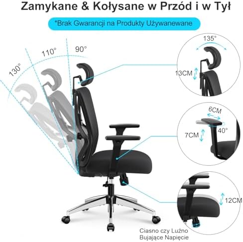 Wysokie oparcie z regulacją lędźwiową