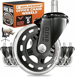 HOLKIE przezroczyste rolki gamingowe 7,5 cm, ciche na parkiet