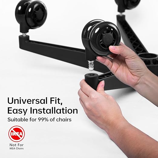 Oryginalne rolkowe kółka biurowe Oasis, ciche na drewno i dywan